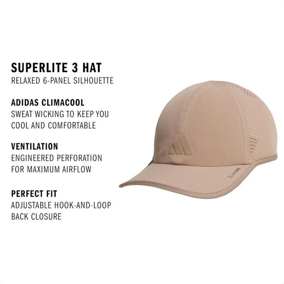 Men's Chalky Brown Superlite Hat Lightweight Athletic Running Cap for Workouts - Picture 2 of 7